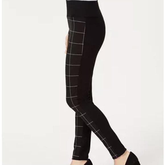 NWT INC Skinny Plaid Front Leggings Size 0 - Picture 3 of 10